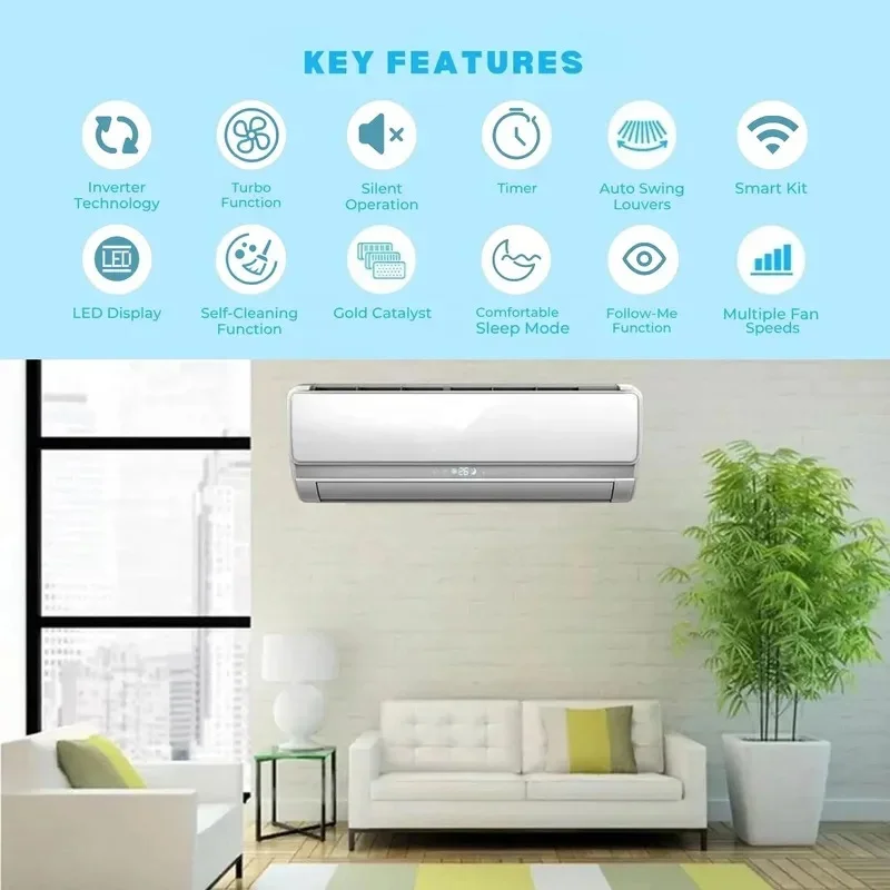 Aircon Mini Wall Mounted Split Unit Air Conditioner 24000 Btu 220v 12000btu 1.5hp 1ton Inverter Cooling/Heating with Humidifier
