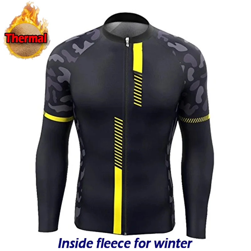 

Cycling Jersey Men Winter Thermal Fleece Long Sleeve Bicycle Military Clothes MTB Bike Ropa Ciclismo Black Camo Sports Top Warm