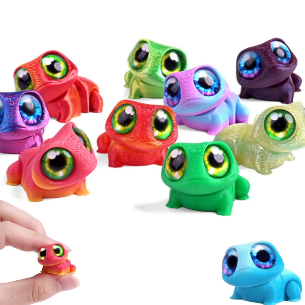 3D Printing Cute Big-eyed Frog Figure Toy Home Decor Joints Movable Desk Decoration Mini Frog Animal Toy Children Party Gifts
