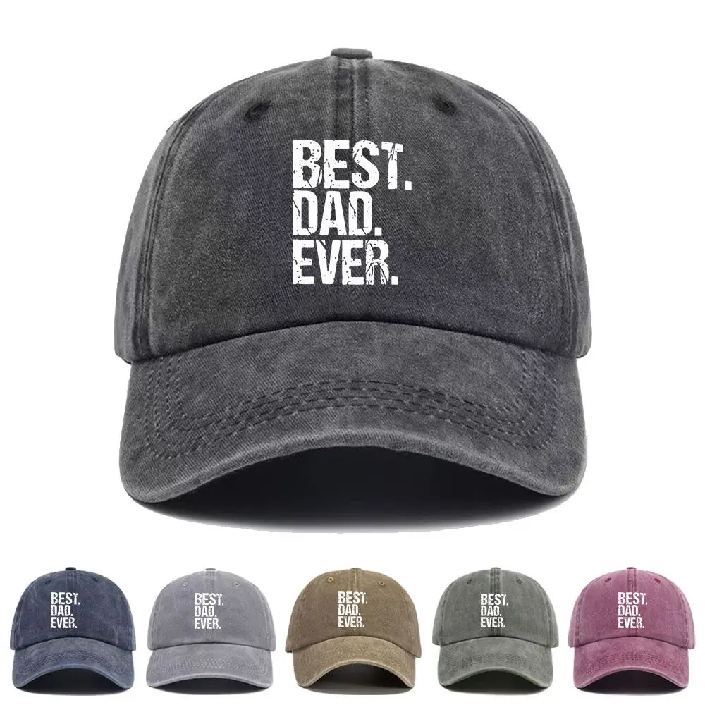 Vintage Washed Baseball Cap Best Dad Ever Print Graphic Unisex Streetwear Casual Trucker Style Summer Cotton Sun Hat