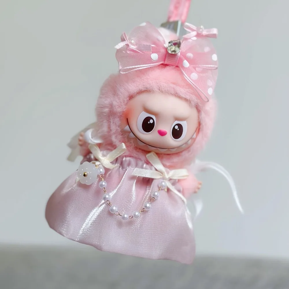 

10.5cm Suitable for Mini Labubu 4.0 Cloth Pink Chiffon Dresses Dolls Clothes Cute Dolls Accessories Gifts