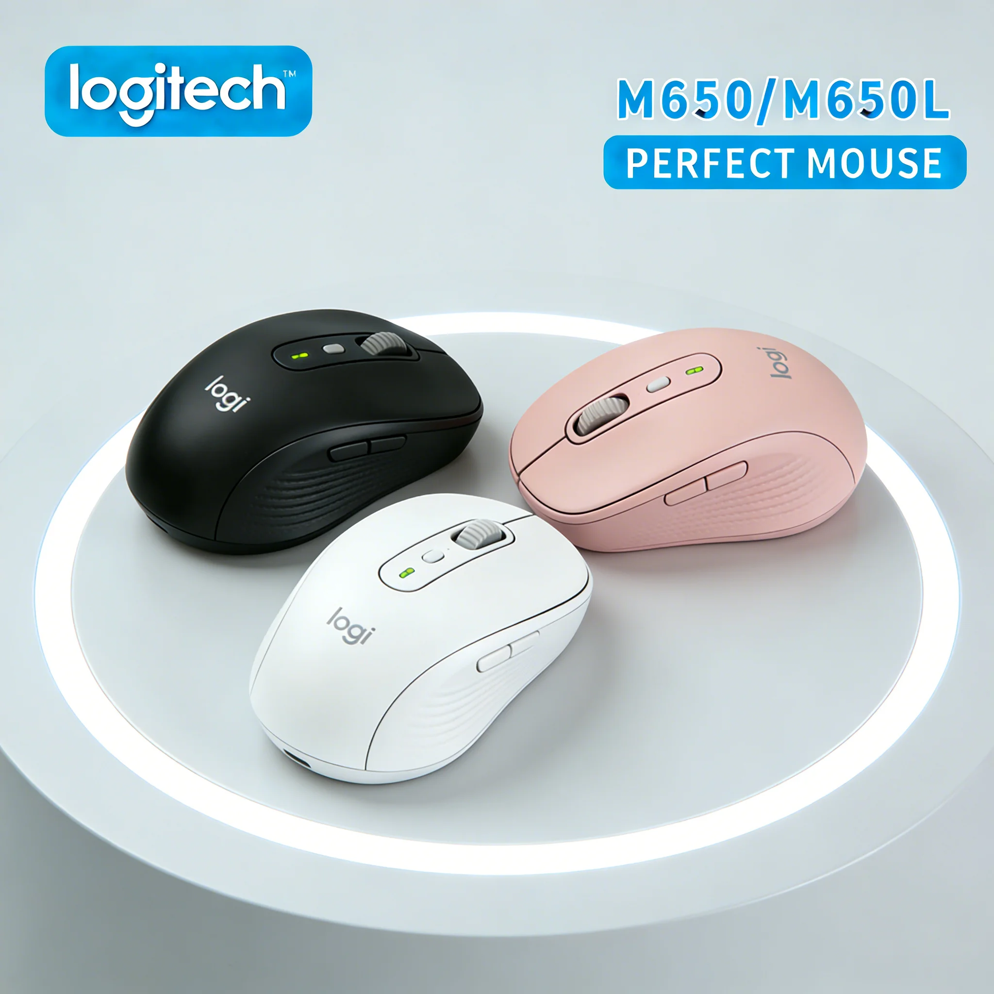 

Logitech M650 Wireless Bluetooth Mouse Ergonomic Lightweight Design, Silent Click, Smart Wheel, Long Battery + MX3S/M350