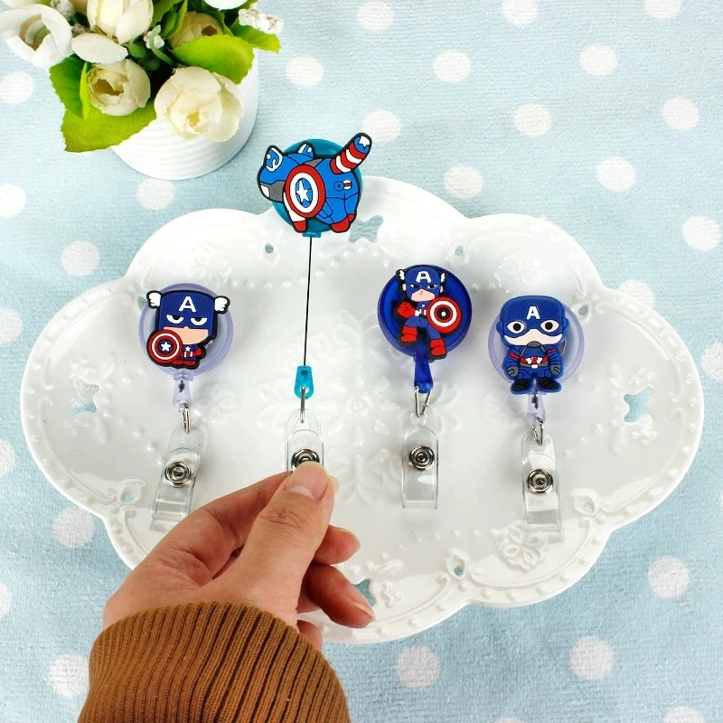 Marvel Captain America ID Card Holder Scalable Toggle Clip Employee Card Nurse Chest Card Student Bus Card Holder view 2