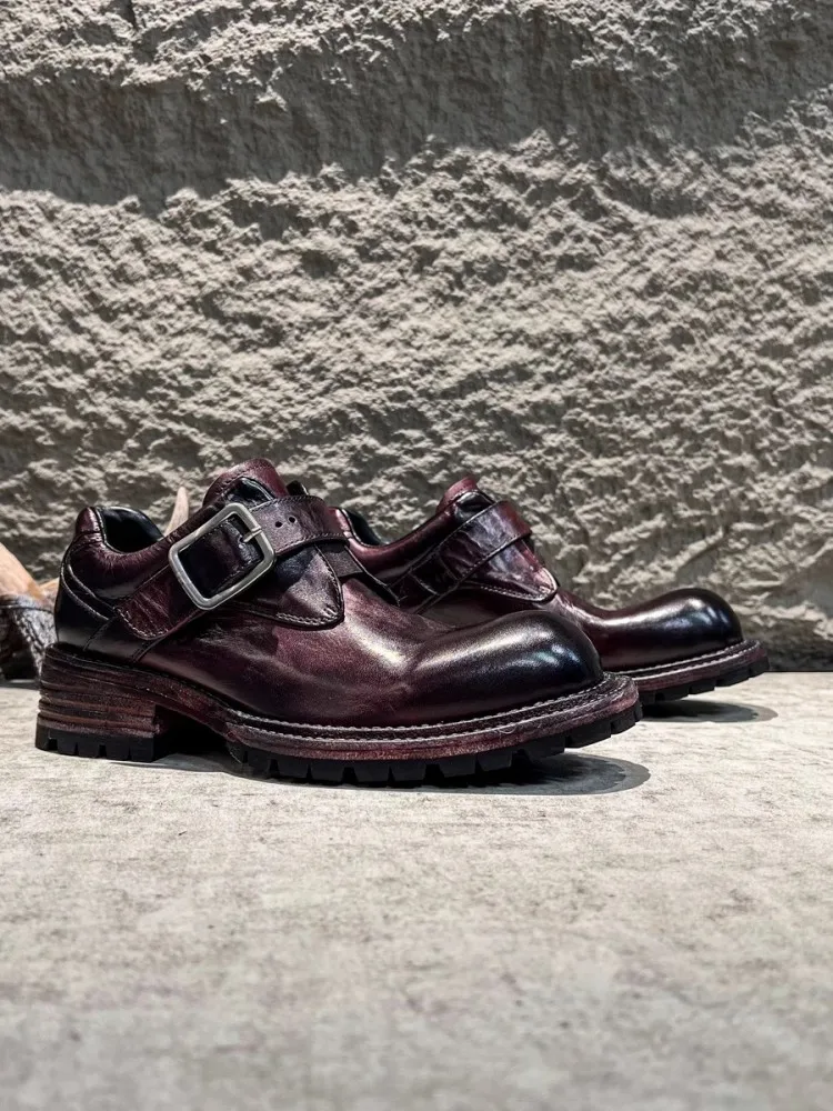Sapatos sociais masculinos de alta qualidade, estilo italiano, vintage, couro legítimo, feitos à mão, negócios, sapatos plataforma casuais