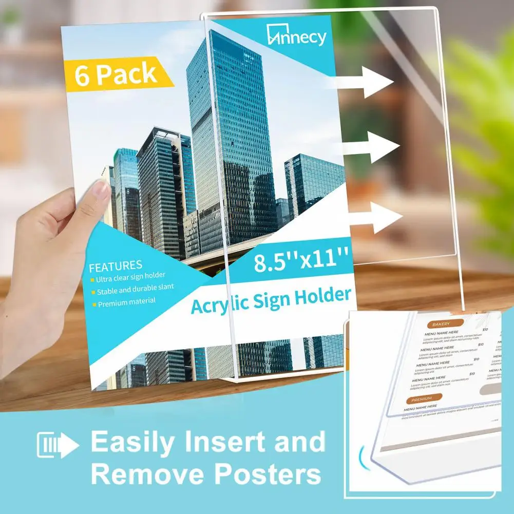 شفاف أكريليك عرض موقف مكتب الجرف Hh جودة عرض بطاقة حامل مكتب الأعمال حامل سطح المكتب حامل 8.5*2.7*11 بوصة