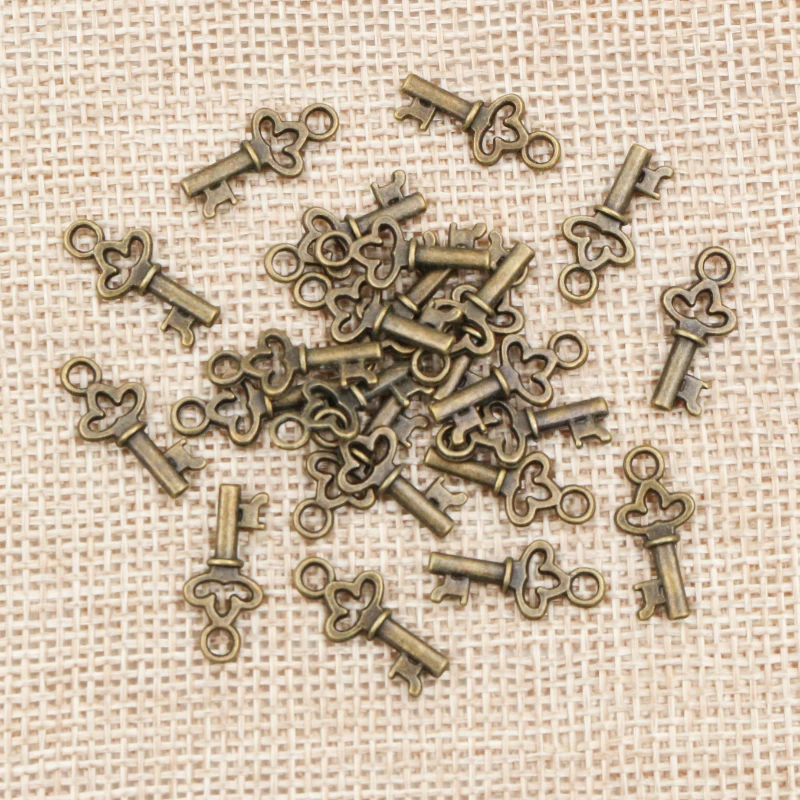 50pcs 17x7mm Antique Bronze Gold Silver Plated Key Handmade Charms Pendant DIY for Bracelet Necklace Jewelry Making