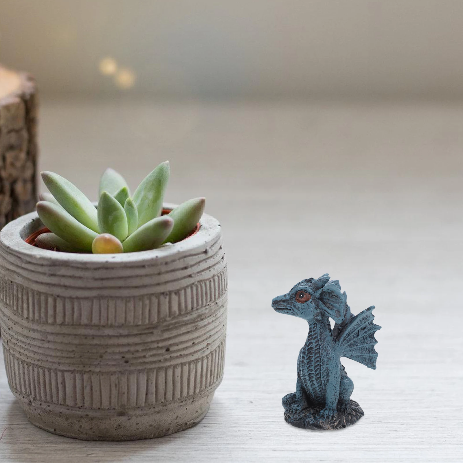 

Micro Landscape Ornament Adorable Dragon Figurines 2024 Year of The Statue Resin Crafts Little Chinese New Grey Baby