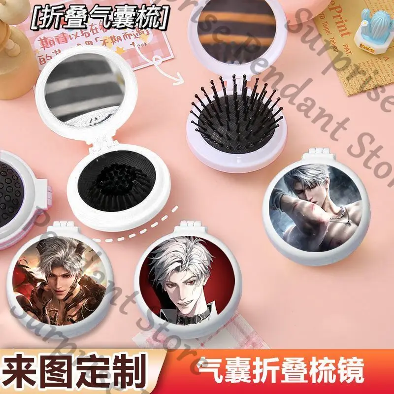 مشط وسادة هوائية قابلة للطي من لعبة الحب والمساحة العميقة، جلب مرآة مكياج محمولة على مشط تدليك صغير للطلاب