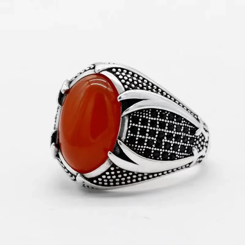 Wholesale of personalized retro two-color men's rings and black agate rings