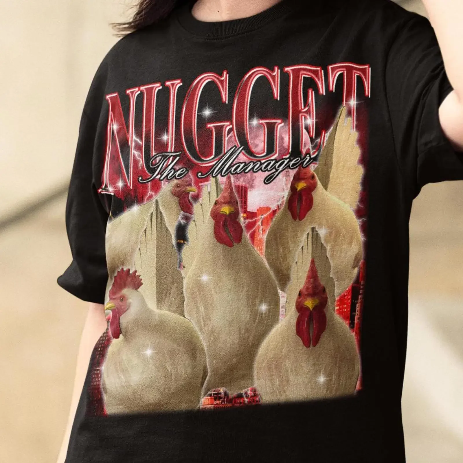 Nugget the Manager Bootleg Gaming T Shirt Videogame Chicken vintage Washed graphic Unisex Comfortable designer clothes fashion