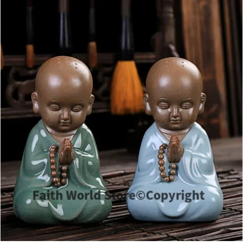 

Marvellous ART WORK # OFFICE home Zen Buddhism Little Monk CHINA ROYAL Ge Yao RU YAO ware porcelain pottery ART- business gift