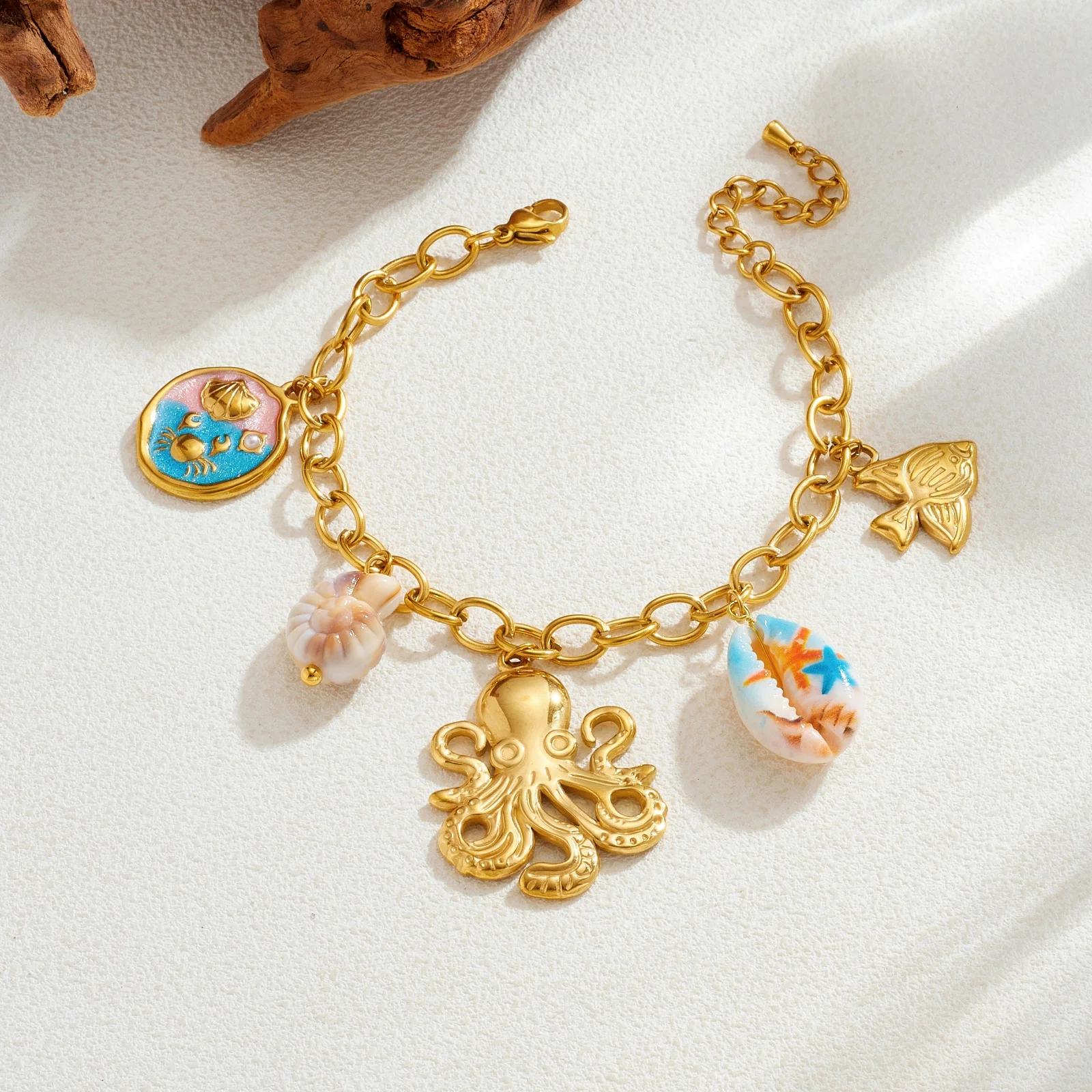 XIYANIKE 316L Stainless Steel Marine Animal Series Bracelet Trendy Sweet Jewelry Delicate Gift for Women Girl Party Occasions