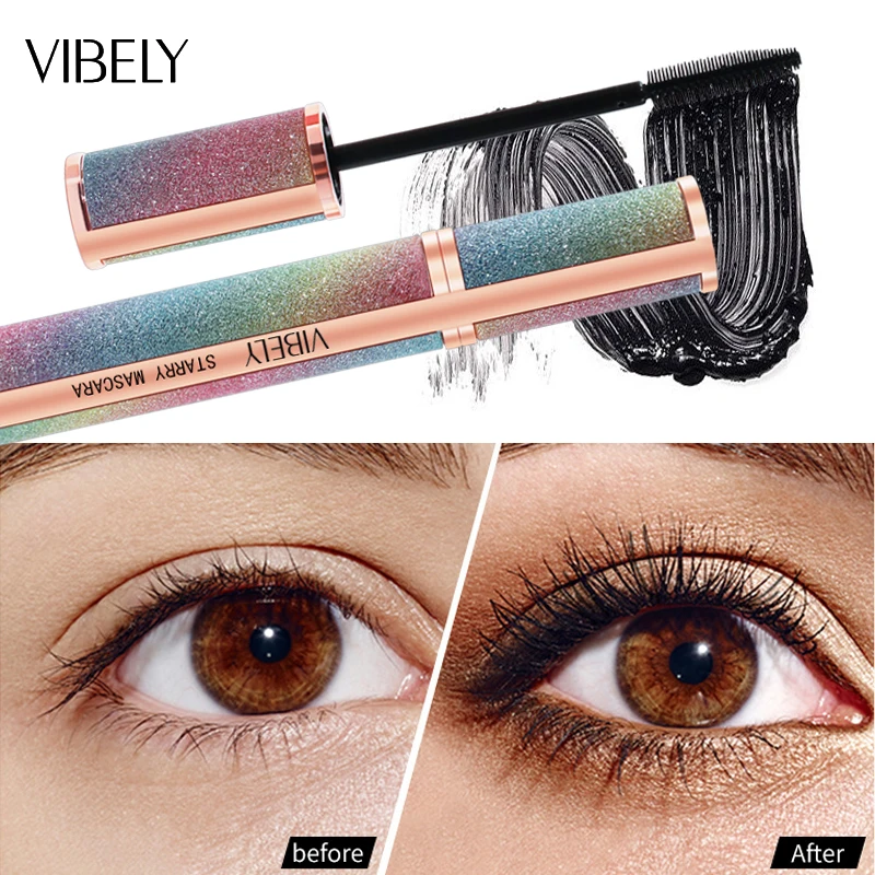 

VIBELY 4D Silk Fiber Mascara Extra Volume WaterProof Lengthens Curling Long Eyelashes Bulklash Black Mascara Eye Makeup Mask