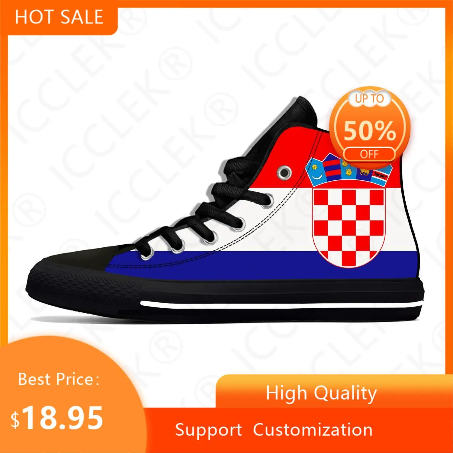 Croatia Croatian Flag Republic Patriotic Fashion Casual Cloth Shoes High Top Lightweight Breathable 3D Print Men Women Sneakers