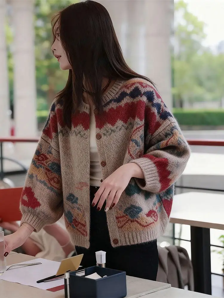 

Мягкий уютный женский вязаный свитер Jaet, свободный крой, весна 2026, новый топ Sle Lazy Sle на пуговицах Long Sve round Ne Top