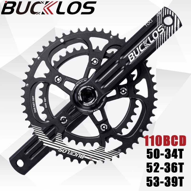 

BUCKLOS Road Bike Chainring 110bcd Double Ring Round Chainring 53-39T 52-36T 50-34T Bicycle Chainwheel for SHIMANO Bike Part