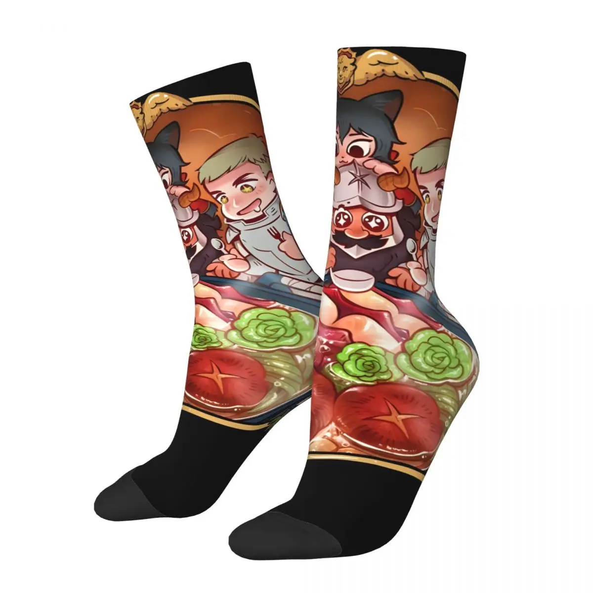 Retro Delicious Crazy Men's compression Socks Unisex Dungeon Meshi Harajuku Pattern Printed Funny Novelty Happy Crew Sock