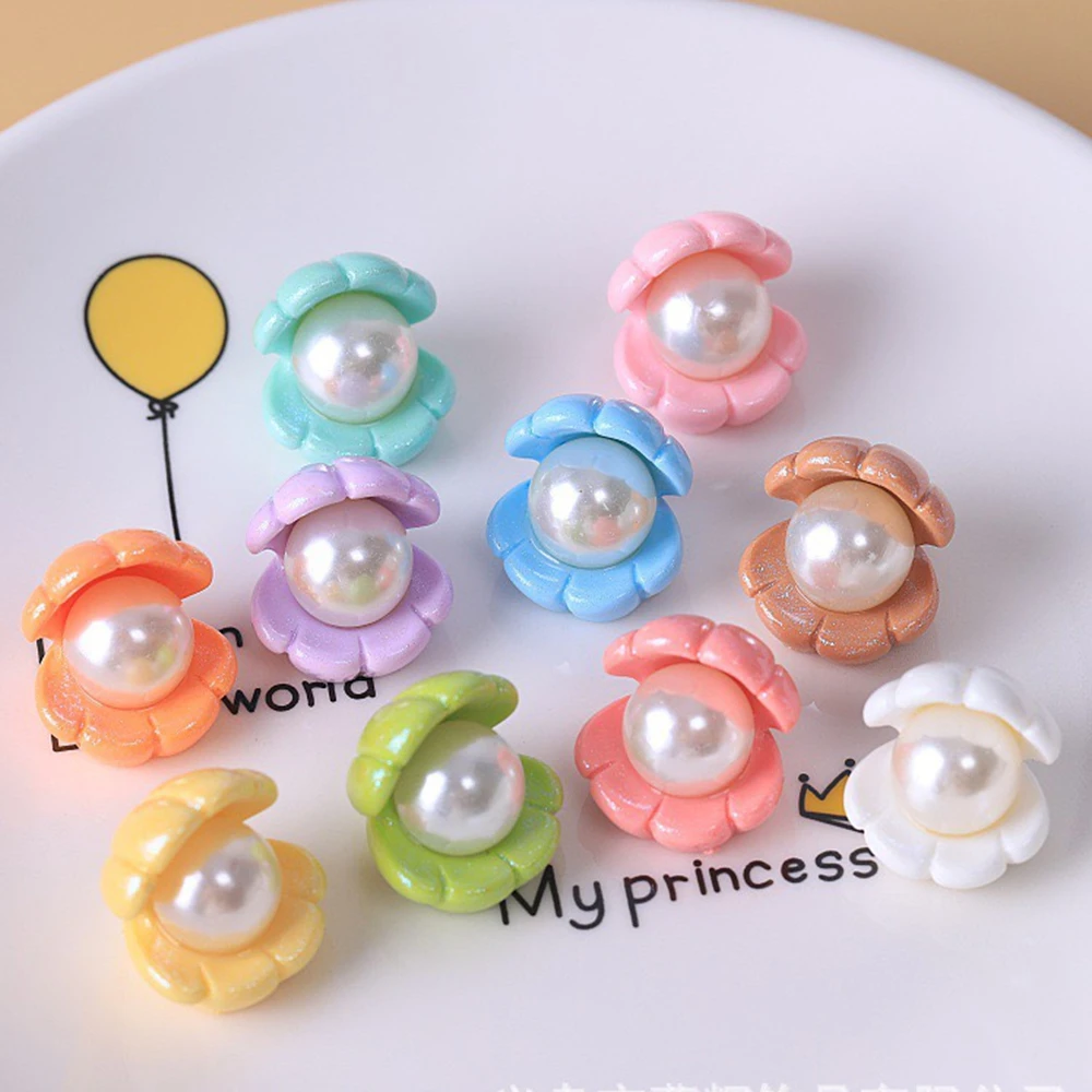 10Pcs New style Kawaii Cute Color Pearl Shells Flat Back Resin Cabochons Scrapbooking DIY Jewelry Craft Decoration Accessorie