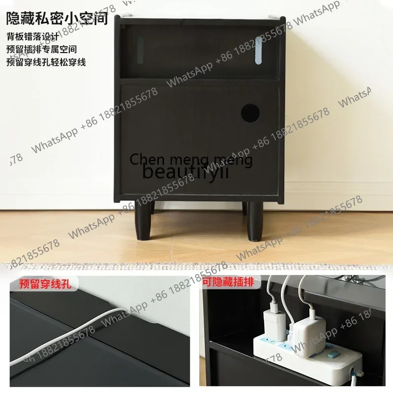 cc182Solid wood bedside table Modern simple bedroom Small bedside table, wind bedside small cabinet Super narrow storage R