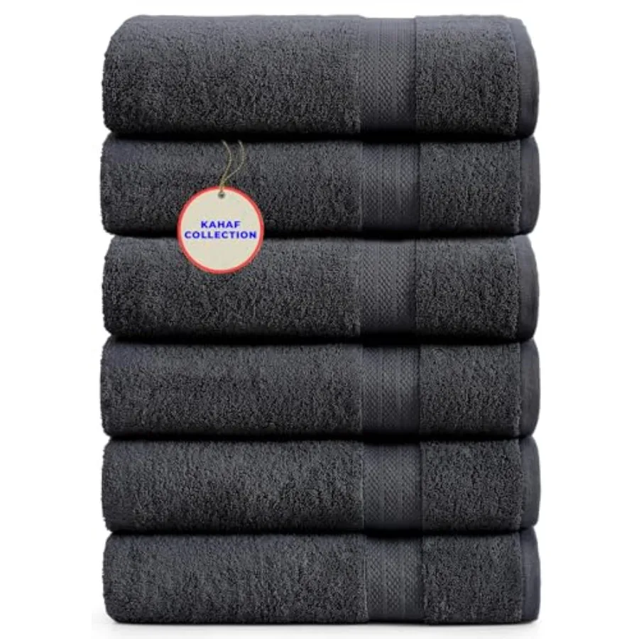 

100% Cotton Bath Towels, 24x48 Pack of 6 Towels, Quick Dry, Highly Absorbent, Soft Feel Towel, Gym, Spa, Bathroom, Shower, Pool