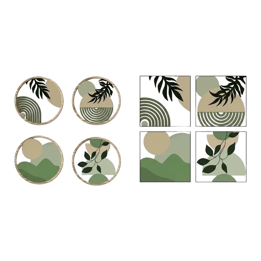 Bohemian Cut‑Out Detailed Wooden Wall Decor Set Classic‑Look Wall Hanging Ornament For Household Living Room Bedroom Wall Supply