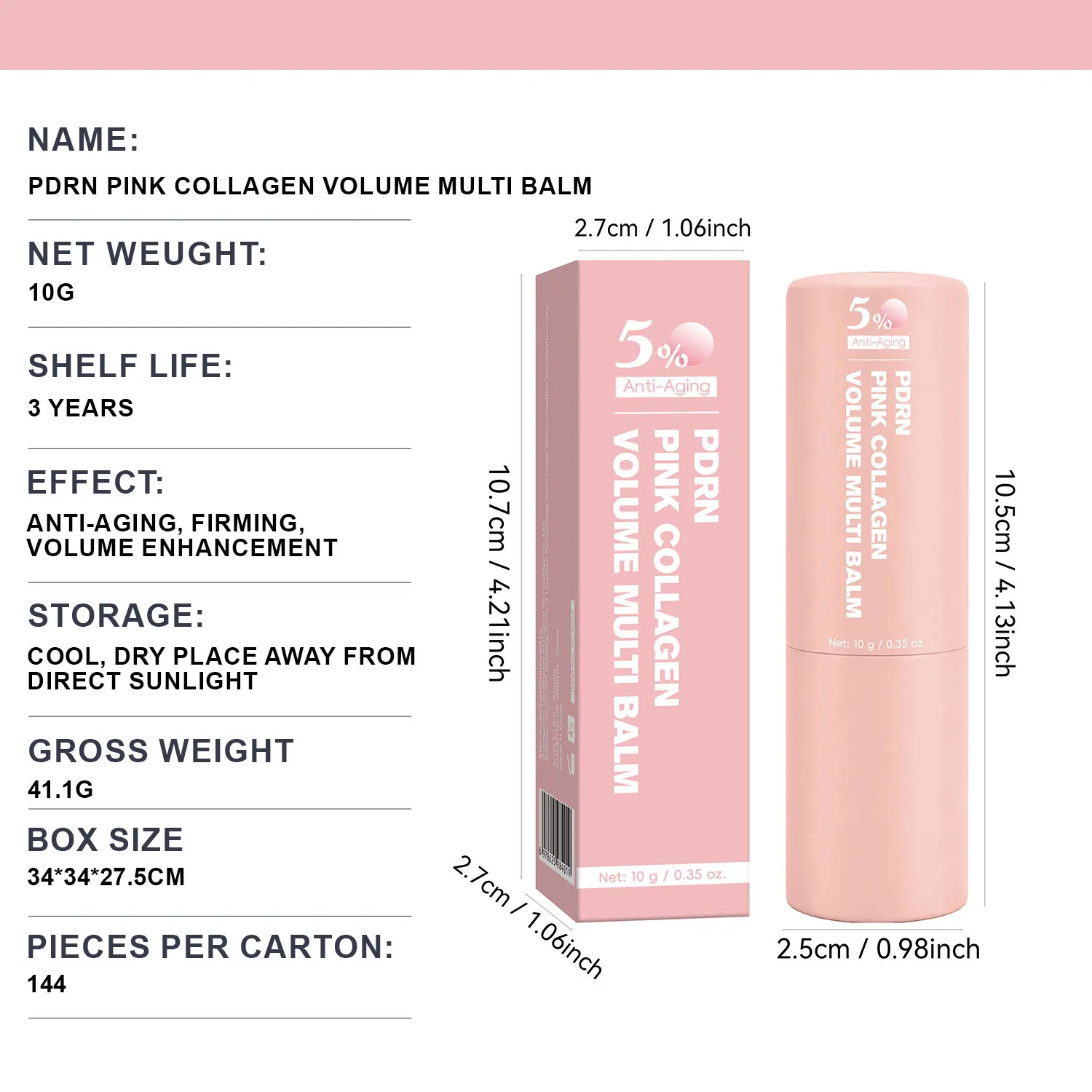 PDRN Pink Collagen Volume Multi Balm, All-in-One Volufiline, PDRN & NAD Stick, hilft bei der Reduzierung feiner Linien, straffende Pflege, Lippenpflege – Detail 8