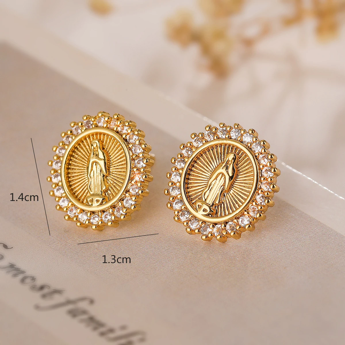 Gold Color Religious Women Drop Earrings, High Quality Virgin Mary Pendant Earrings With CZ Stone,Elegant Jewelry Gift