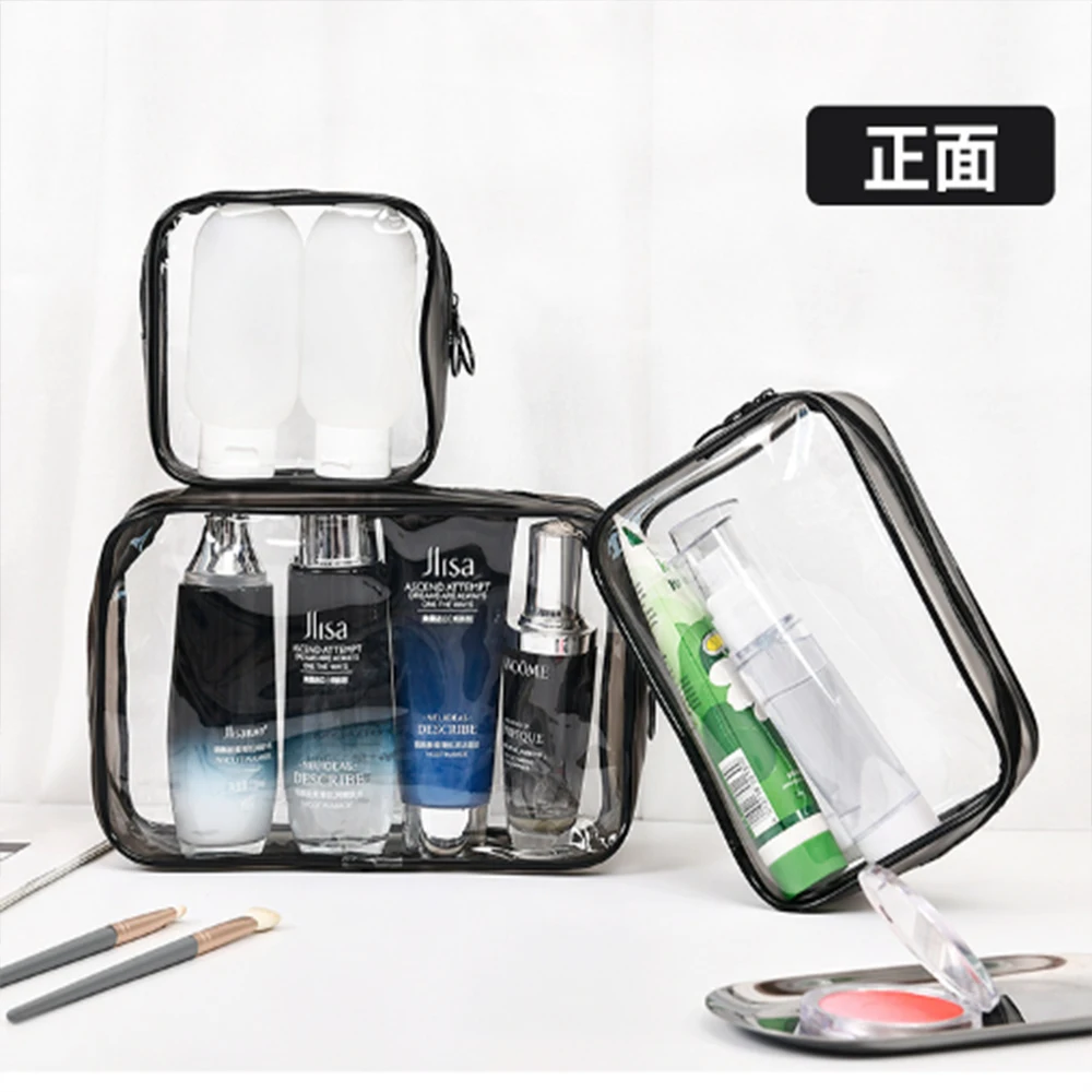 Three piece set Women\'s Clear Makeup Bag,Waterproof Travel Hanging Toiletry Bag, Skincare Cosmetic Bag,Toiletries Organizer Tote