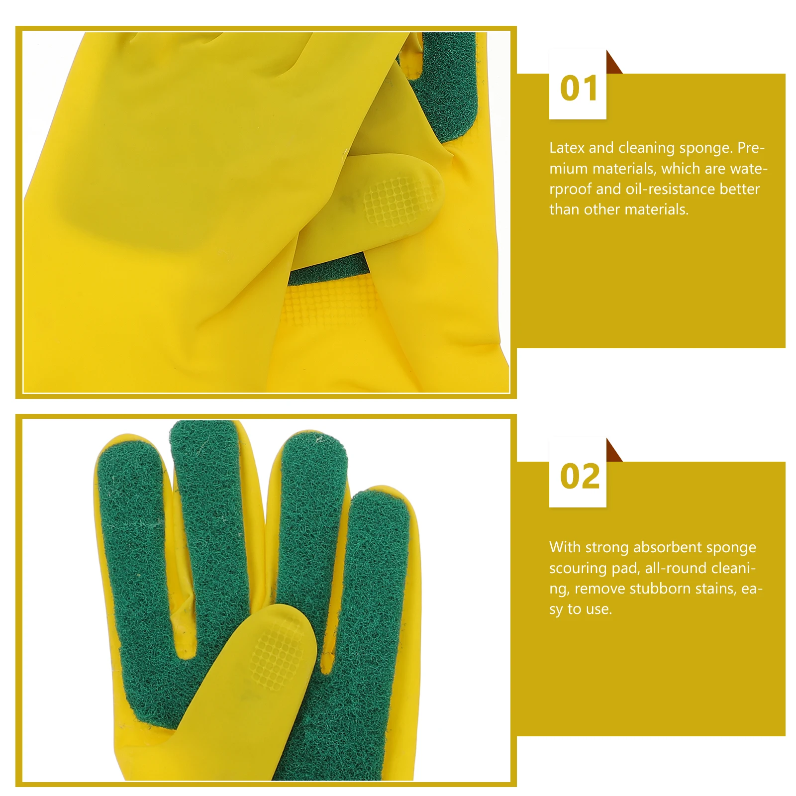 

1 Pair Reusable Cleaning Gloves with Scouring Pad for Kitchen Housework Premium Dishwashing