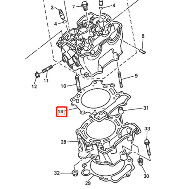 LOPOR Motorcycle Engine Cylinder Head Gasket For YAMAHA YZ400 98-99 WR400 98-20 YZ WR 400 5GR-11181-00-00