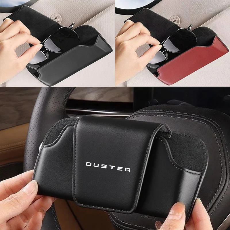 Car Sun Visor Leather Auto Sunglasses Clip Glasses Holder case Storage for Dacia Duster 2024 2025 2026 Auto assecories Interior