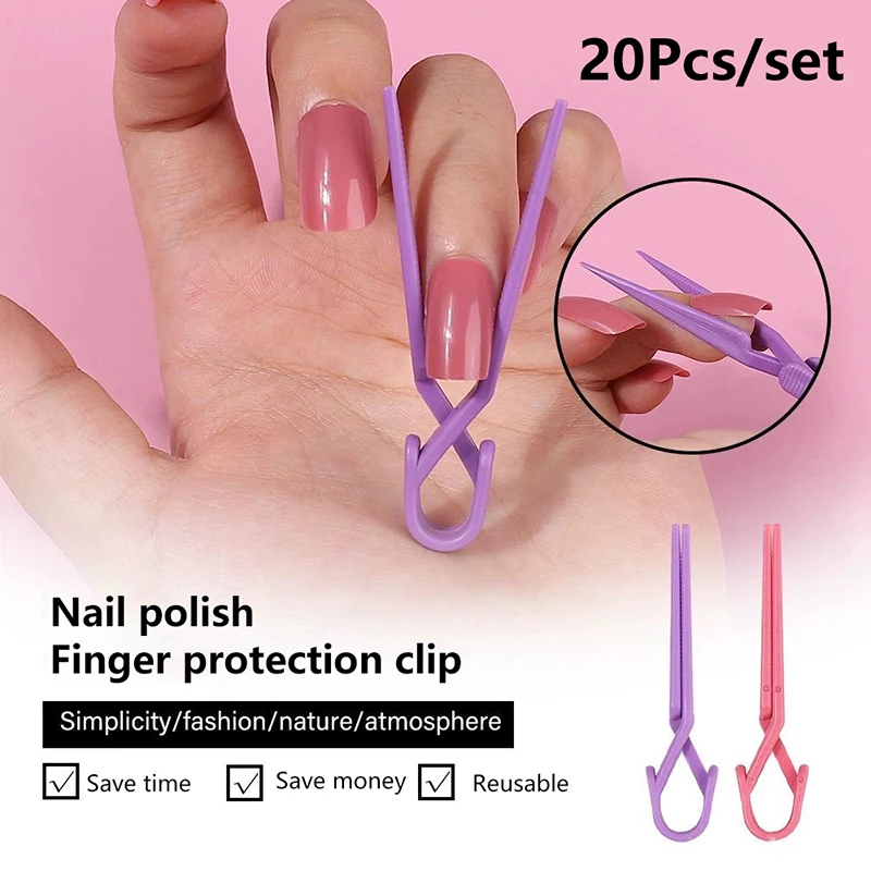 Juego de 20 piezas de rizador de uñas, esmalte de aceite a prueba de derrames, colores mezclados, Clips de protección para colorear, herramientas de manicura para evitar fugas