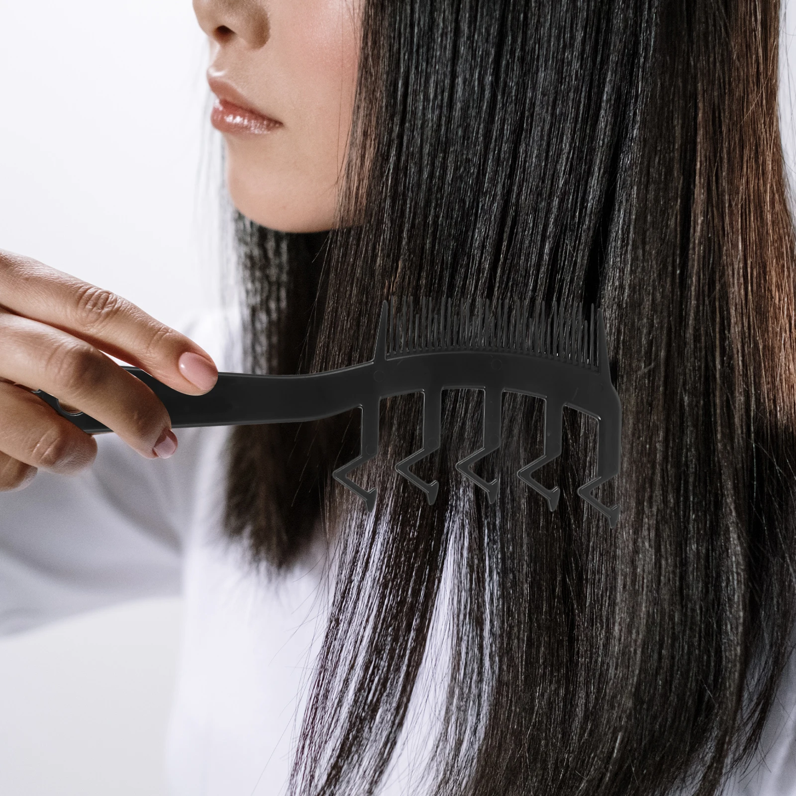 

Wide Tooth Black Z Shaped Styling Detangler Ergonomic Grip Men Hair Brush Hair Cutting Combs Parting Barber Salon Home Use