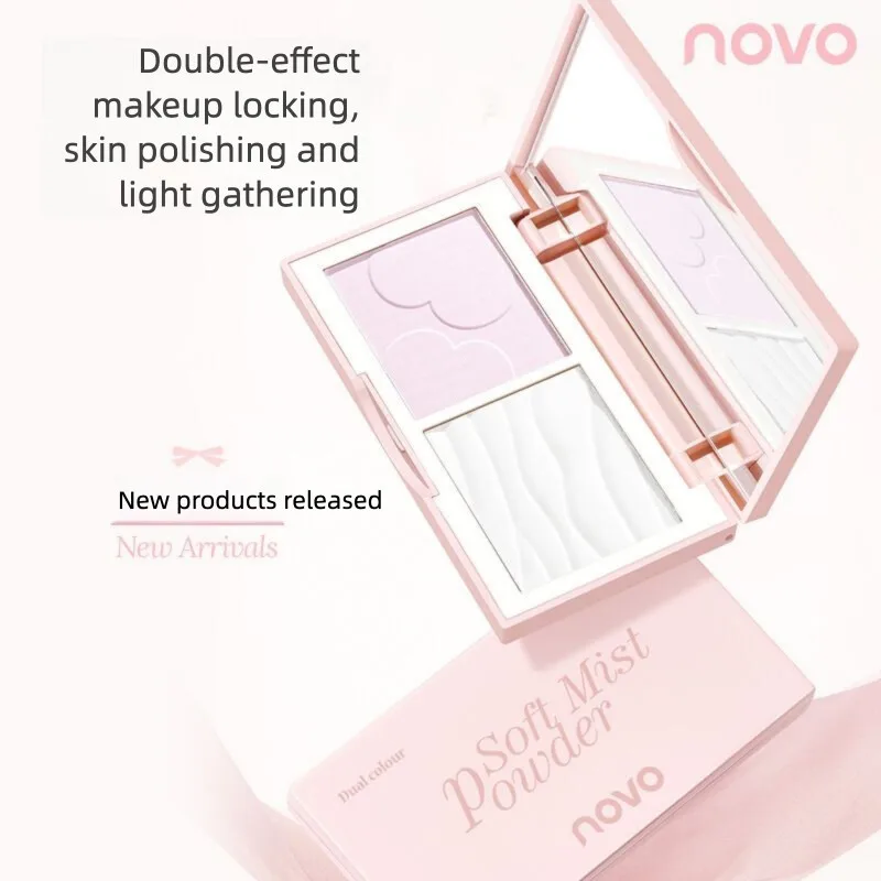 Novo Dual-color Setting Powder Compact Controls Oil, Conceals Blemishes, Holds Makeup, Brightens Makeup, And Provides Soft Focus