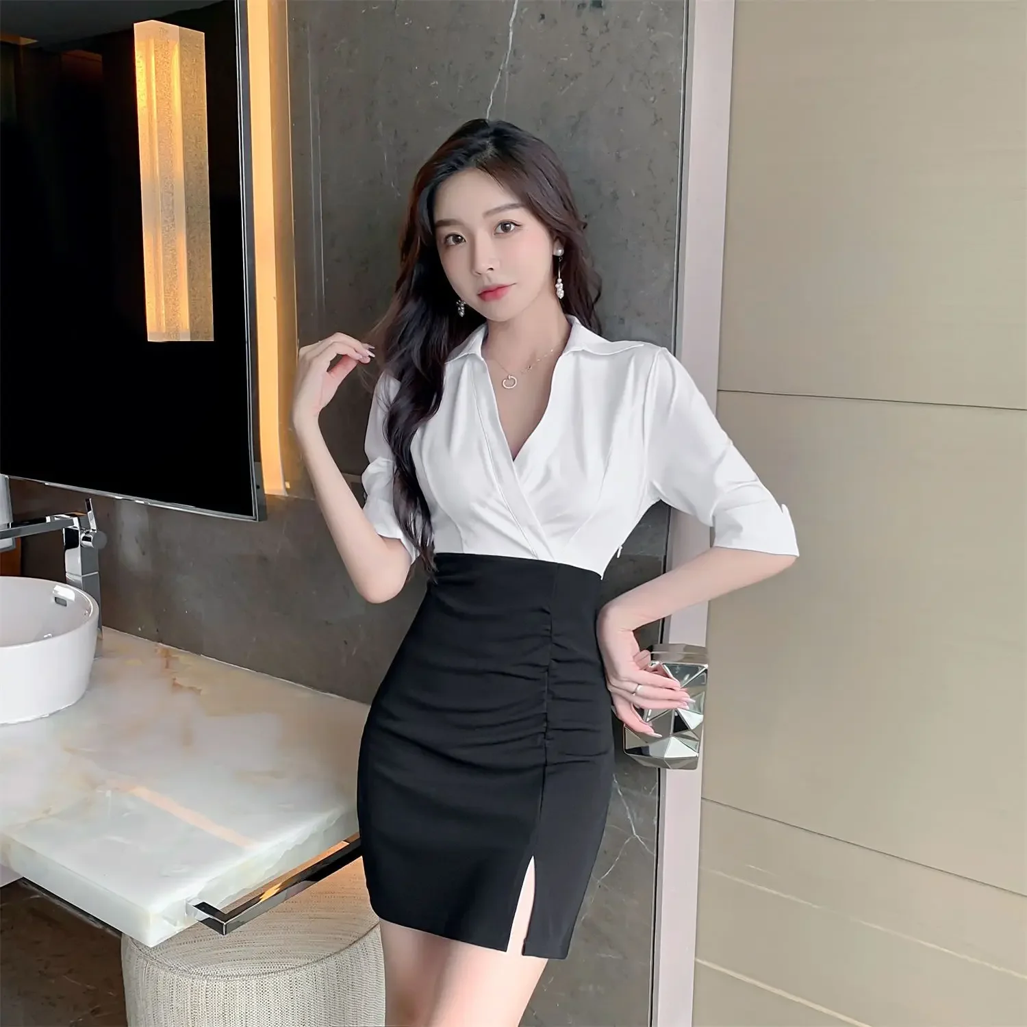 Robe femme manches courtes Mini Coquette serrée Corset moulante chemise de boîte de nuit t-shirts sexy en vente tenues Kpop robes pour femmes