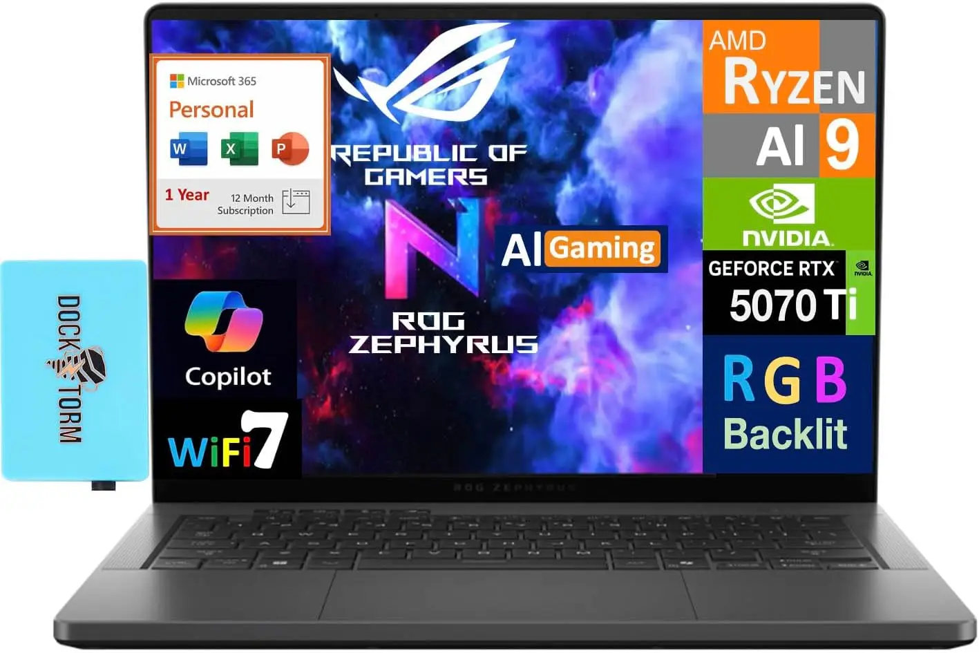 

Игровой ноутбук ASUS ROG Zephyrus G14 AI с 5070 Ti 12 ГБ, 32 ГБ LPDDR5X, 2 ТБ SSD, Windows 11 Pro и Microsoft 365 Personal, USB-порт DKZ
