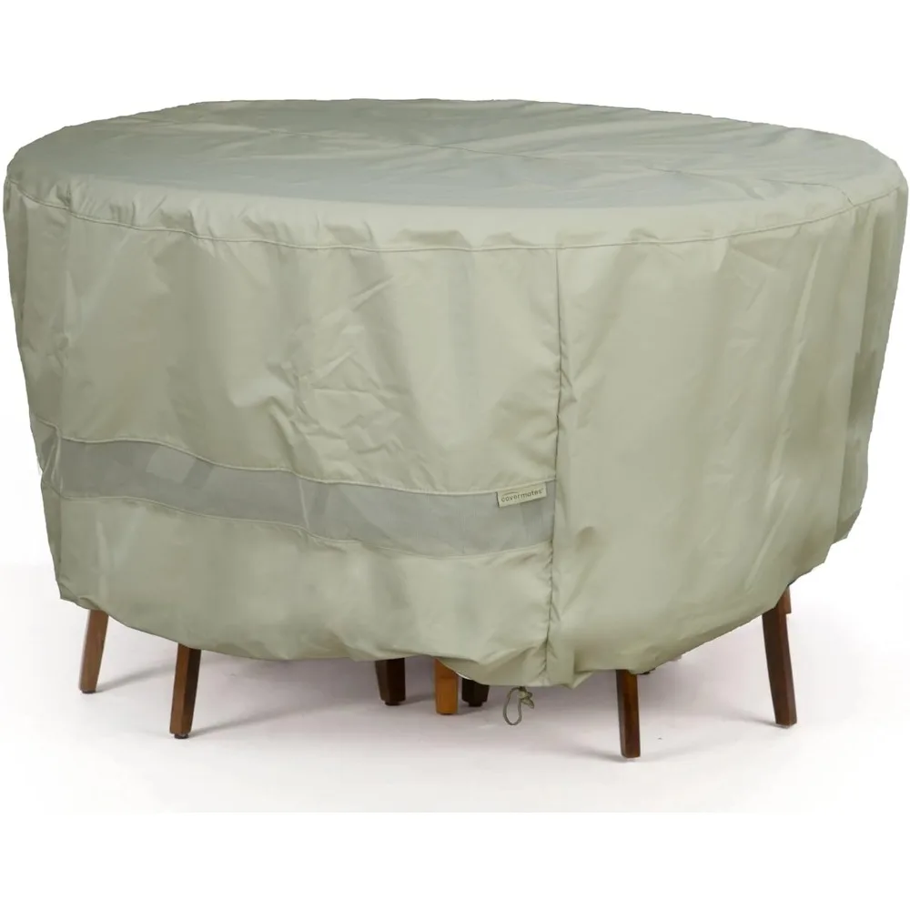 

Round Dining Table/Chair Set Cover - Water-Resistant Polyester, Mesh Ventilation, Patio Table Covers, 60DIAMETER x 30