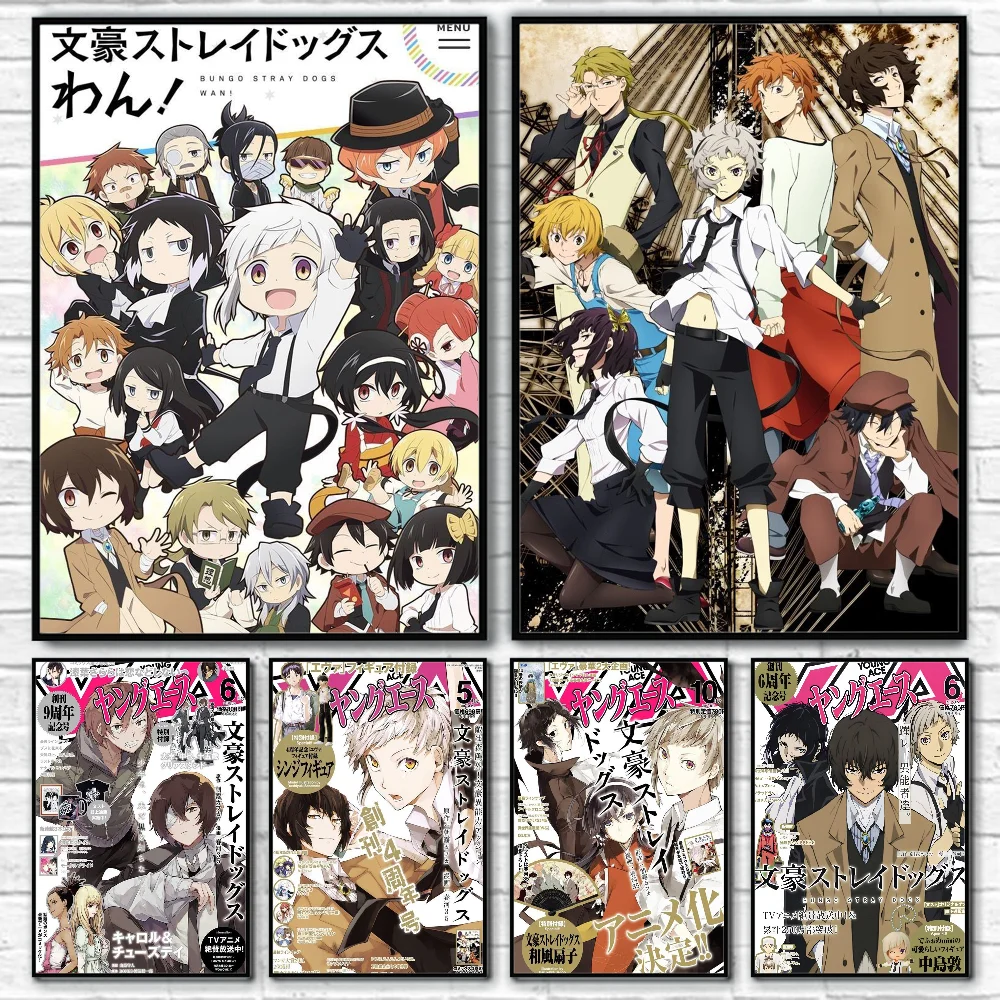

B-Bungo S-Stray Dogs Poster Sticky Wall Art Printing Waterproof Home Living Bed Room Bar Aesthetic Decor
