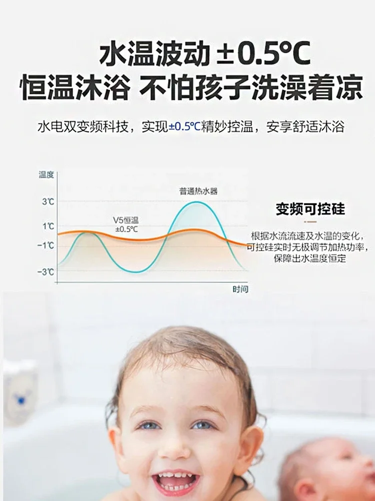 Instant Electric Water Heater Electric Household Small Quick Heating Constant Temperature Shower Bath Bathroom Free storage 220v