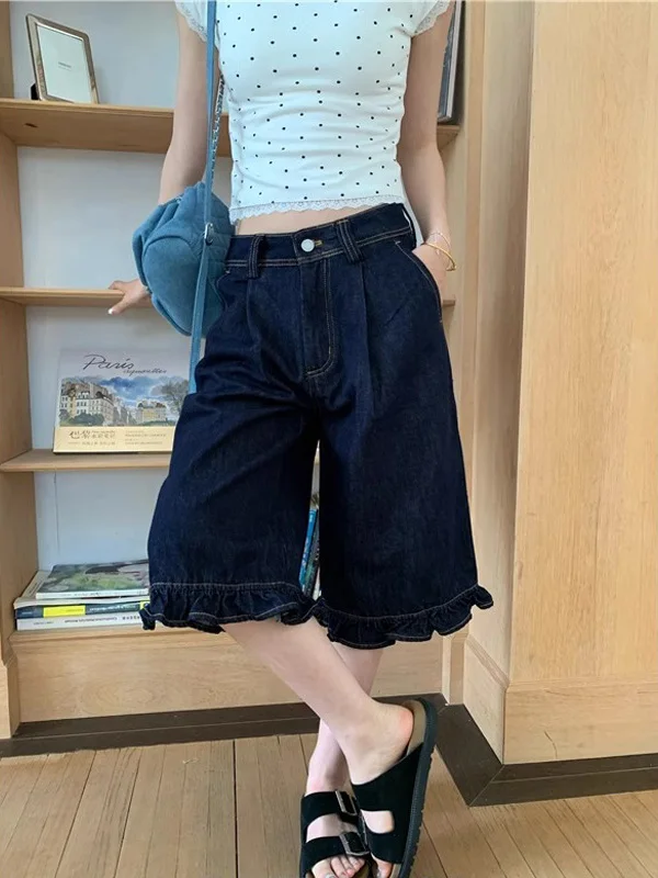 بنطلون جينز نسائي بخصر عالٍ وطول سبعة أقدام، ضيق ومزين بحواف مزهرة، بأسلوب كاجوال، طول متوسط، إصدار جديد للصيف