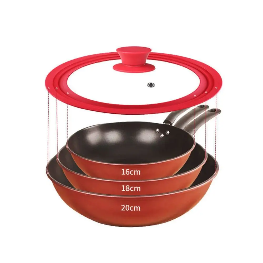 غطاء وعاء دائري عام للأواني والمقالي ، أواني الطهي ، زجاج مقسى ، مقالي بحافة سيليكون ، غطاء بديل لمقلاة القلي #4