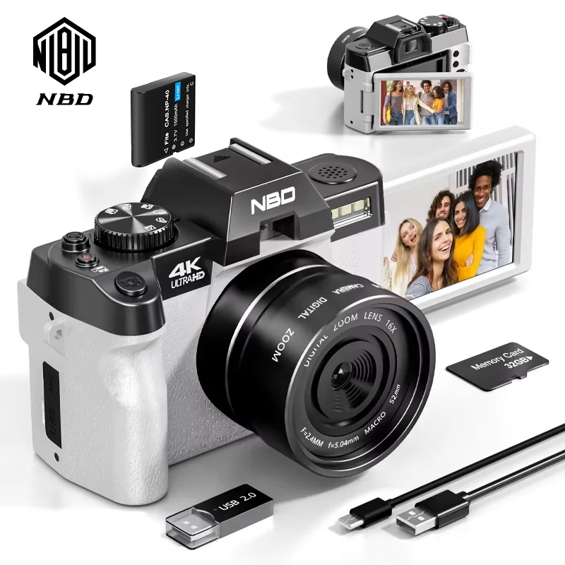 Câmera digital de fotografia NBD 48MP e 4K Câmera de vídeo/vlog com WiFi 60FPS Câmera de viagem com foco automático para iniciantes em fotografia