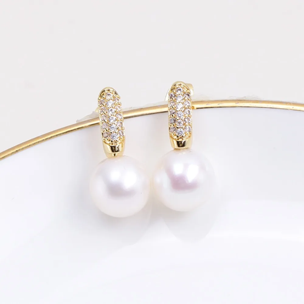 

10PCS S925 Sterling Silver Needle 18K Gold Wrapped Plated Brass Earring Settings Diy Jewelry Pearl Earrings Accessories