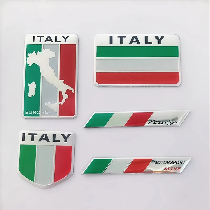 High-quality Modification Metal 3D Car Stickers Italian Flag Body Decoration Scratch Covering Aluminum Mounting Accessories