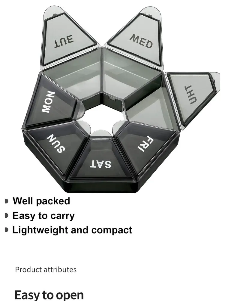 2/4Pcs 7 Days Pill Storage Box Mini Travel Portable Medicines Dispenser Box Multifunction Plastic Seven Compartment Sealer Box