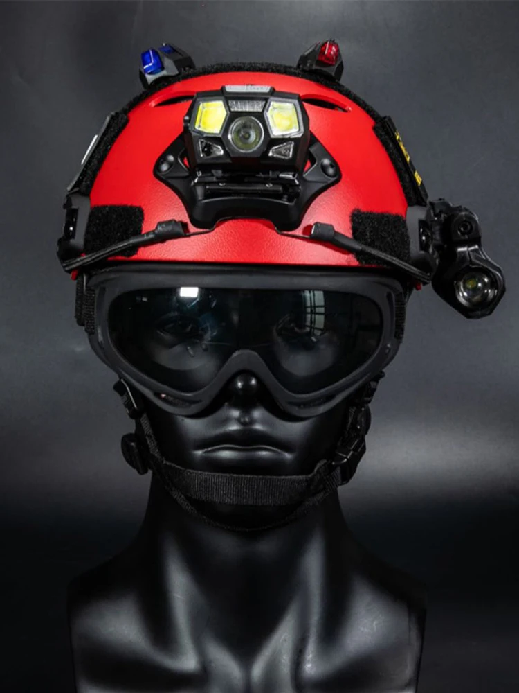 BOOIU Red Tactical PJ Helmet Multi Functional Rescue Adjustable Head Circumference Training Rescue Flood Control Equipment
