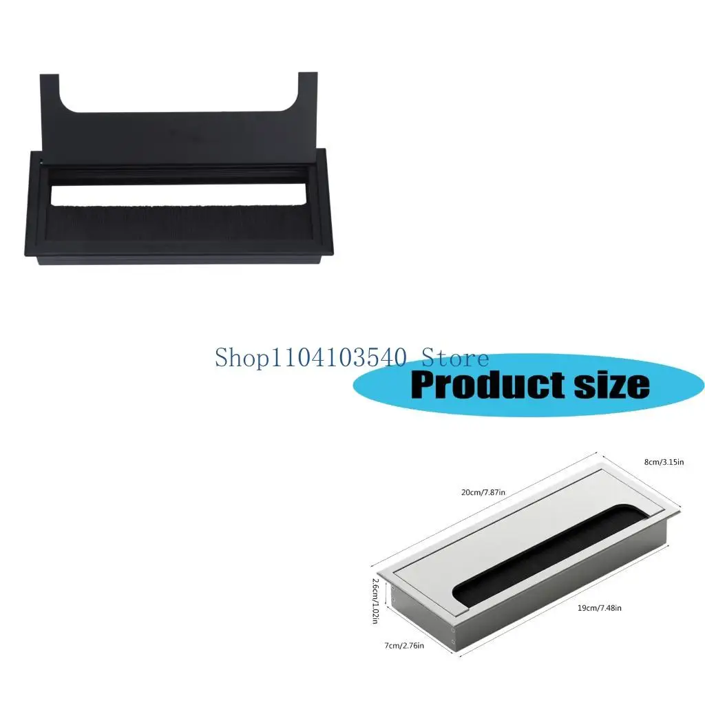 02DC Desk Cable Box Cover Aluminum Brush Opening Plate for Home Desks, Meeting Tables, and Daily Cord Routing Use Indoors