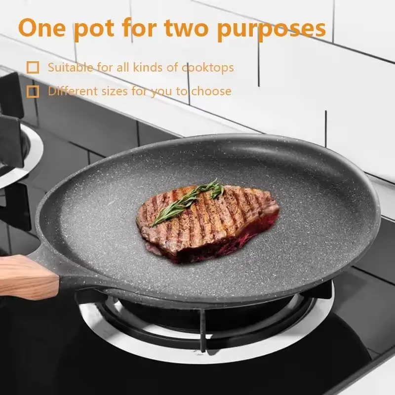 

Pan Crepe Pancake Pan Nonstick Frying Pot with Wooden Handle Omelet Saucepan Cooking Steak Pan Kitchenware Induction Crepe Maker
