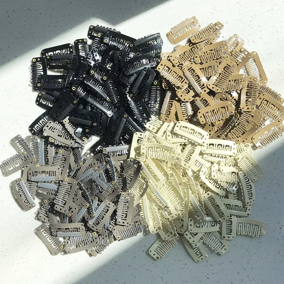 

28mm U-Shaped Metal Hair Clips with Soft Rubber Coating Stainless Steel Hairpin Extensions Comb Clips for Human Hair
