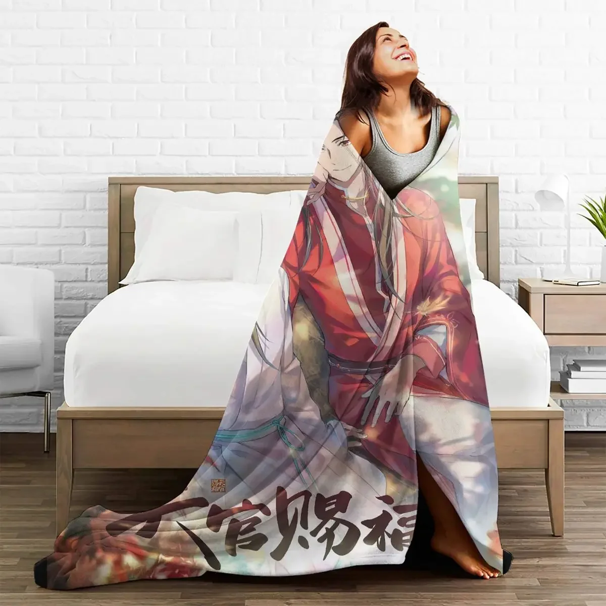 

Baby Blanket Tian Guan Ci Fu Xie Lian Hua Cheng Sofa Cover Flannel Anime Thin Throw Plaid for Home Office Plush Thin Quilt